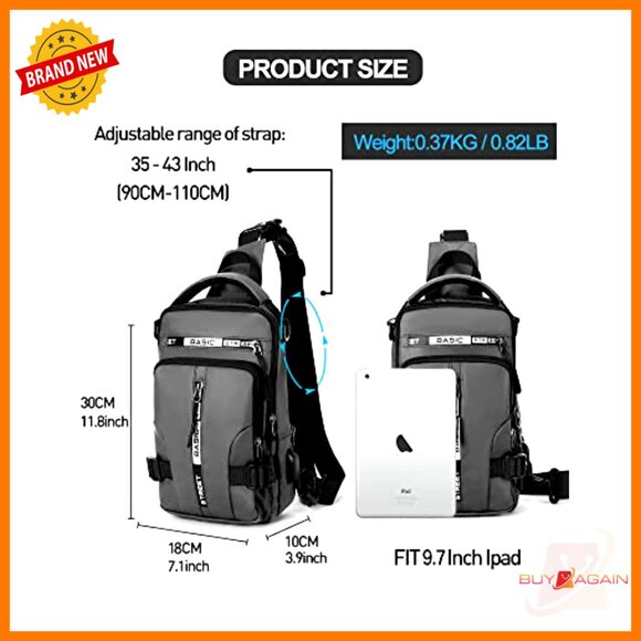 Mini Anti-Theft Sling Backpack with USB Port for Hiking Travel Cycling - Picture 5 of 6